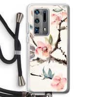 Japanse bloemen: Huawei P40 Pro Plus Transparant Hoesje met koord