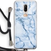 Blauw marmer: OnePlus 6 Transparant Hoesje met koord