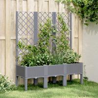 VidaXL Plantenbak met latwerk 120x40x142 cm polypropeen blauwgrijs