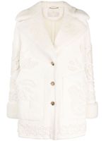 Ermanno Scervino manteau en cuir à fleurs brodées - Blanc - thumbnail