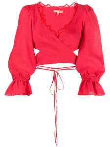 Ermanno Scervino haut crop à détail en dentelle - Rouge