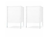 2-delig Schermhek 123 x 123 cm Tuinhek Van PVC Met 3 Gegalvaniseerde Metalen Grondankers Decoratief Hekwerk Set Van 2-Wit