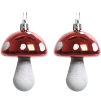 20x Kerstboomhangers rode paddenstoelen 7 cm kerstversiering