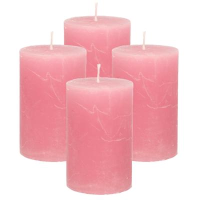 Atmosphera Stompkaars - 4x - oudroze - 5 x 8 cm - klein rustiek model - cilinderkaars - kaars