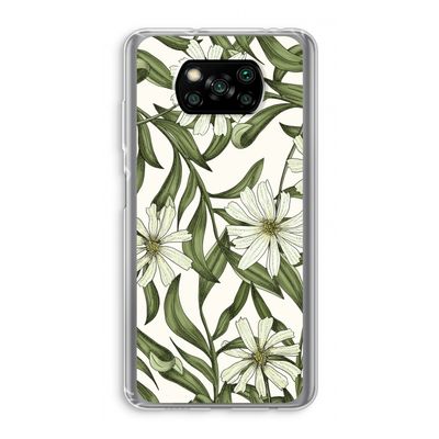 Wit bloemenpatroon: Xiaomi Poco X3 NFC Transparant Hoesje