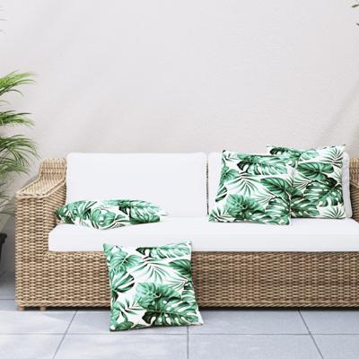 Bankkussens 4 st bladpatroon 60x60 cm stof