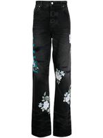 AMIRI jean droit à fleurs - Noir