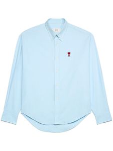 AMI Paris logo-embroidered poplin shirt - Bleu