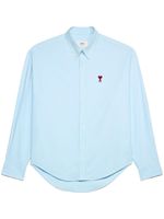 AMI Paris logo-embroidered poplin shirt - Bleu