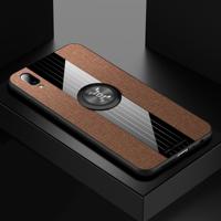 Voor vivo Y97 XINLI stiksels doek textuur schokbestendig TPU beschermhoes met ring houder (bruin)