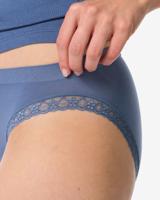 HEMA Damesslip naadloos micro met kant blauw (blauw)