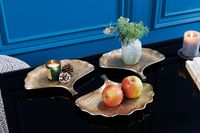 Decoratieve kommen set van 3 GINKGO 30cm goud handgemaakt metaal - 41779