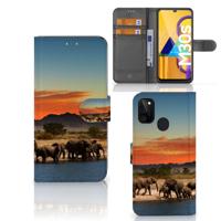 Samsung Galaxy M21 | M30s | Telefoonhoesje | Met pasjeshouder | Olifanten