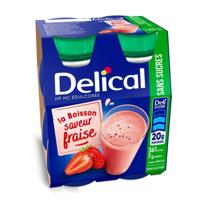 Delical Melkdrank Z/suiker Aardbei 4x200ml