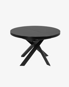 Kave Home Kave Home Eettafel Vashti, Vashti uitschuifbare ronde glazen tafel met zwarte stalen poten Ø 120 (160) cm (mtk0170)