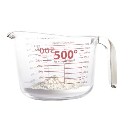 Excellent Houseware glazen maatbeker - hittebestendig - 1000 ml - Keuken - koken