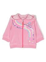 Billieblush hoodie orné de sequins à rayures multicolores - Rose