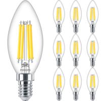 Philips LED Filament Lamp E14 10-pack - Dimbaar 2700K 3.4W Helder Licht