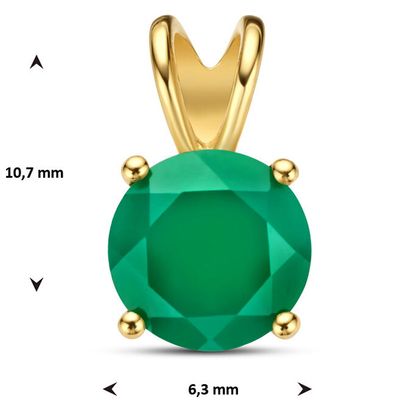 Hanger Fantasie geelgoud-agaat 0,93 ct groen 6,3 X 10,7 mm