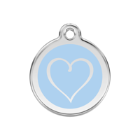 Tribal Heart Light Blue roestvrijstalen hondenpenning medium/gemiddeld dia. 3 cm - Reddingo