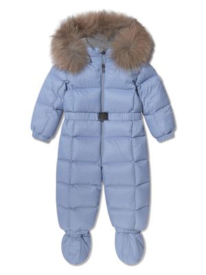 Moncler Enfant combinaison de ski matelassée à patch logo - Bleu