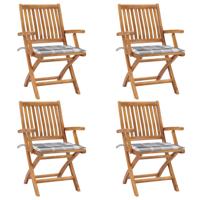 Tuinstoelen 4 st inklapbaar met kussens massief teakhout