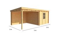 Blokhut met overkapping Els 600 cm bij 300 cm diep Lessenaarsdak - Warentuin collection