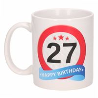 Verjaardag 27 jaar verkeersbord mok / beker   -