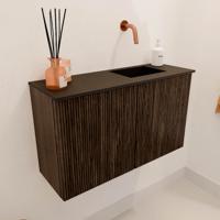 Toiletmeubel Mondiaz Joya | 70 cm | Meubelkleur Walnut | Faye wastafel Urban Rechts | Zonder kraangat(en) Toiletmeubel Mondiaz Joya | 70 cm | Meubelkleur Walnut | Faye wastafel Urban Rechts | Zonder kraangat(en)