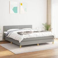 Boxspring met matras stof lichtgrijs 160x200 cm