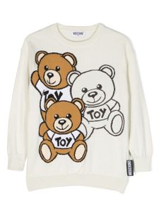 Moschino Kids pull en maille fine à patch logo - Tons neutres