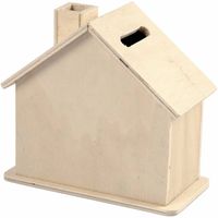 Beschilderbare hobby/knutsel spaarpot houten huisje 10 cm - Spaarpotten - thumbnail
