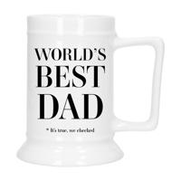 Bellatio Decoration Cadeau Bierpul voor papa - zwart - beste vader - keramiek - 530 ml - Vaderdag   -