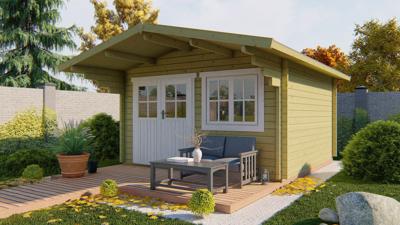 Blokhut - Tuinhuis Stian | 58 mm | vuren grijs geïmpregneerd