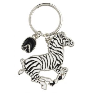 Metalen zebra sleutelhanger 5 cm