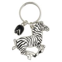 Metalen zebra sleutelhanger 5 cm - thumbnail