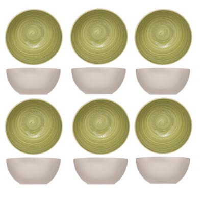 Cosy & Trendy soep serveer schaaltje - 6x - kommetjes Turbolino - groen - D14 cm - 500 ml