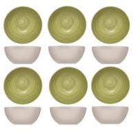 Cosy & Trendy soep serveer schaaltje - 6x - kommetjes Turbolino - groen - D14 cm - 500 ml