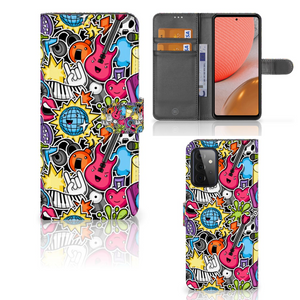 Samsung Galaxy A72 Wallet Case met Pasjes Punk Rock