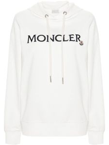 Moncler hoodie en coton à logo brodé - Blanc