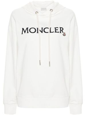 Moncler hoodie en coton à logo brodé - Blanc