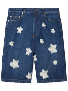 Off-White short en jean Stars Den à effet usé - Bleu