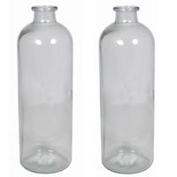 Set van 2x stuks glazen vaas/vazen 3,5 liter smalle hals 11 x 33 cm - thumbnail