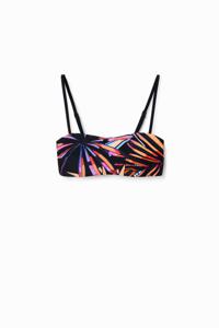 Tropische bandeau bikinitop - BLACK - XL