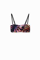 Tropische bandeau bikinitop - BLACK - S