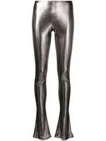 Blumarine laminated-finish high-waisted trousers - Gris