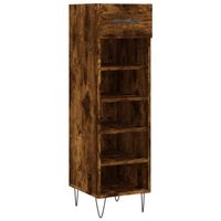 The Living Store Schoenenkast - Gerookt eiken - 30 x 35 x 105 cm - Duurzaam materiaal