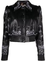 Philipp Plein veste en cuir à broderies - Noir - thumbnail