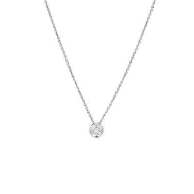 14k Witgouden Collier met Diamant 0.10ct - Verstelbaar 41-45 cm