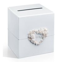 Bruiloft enveloppendoos met hart - wit - 24 x 24 cm - Feestdecoratievoorwerp - thumbnail